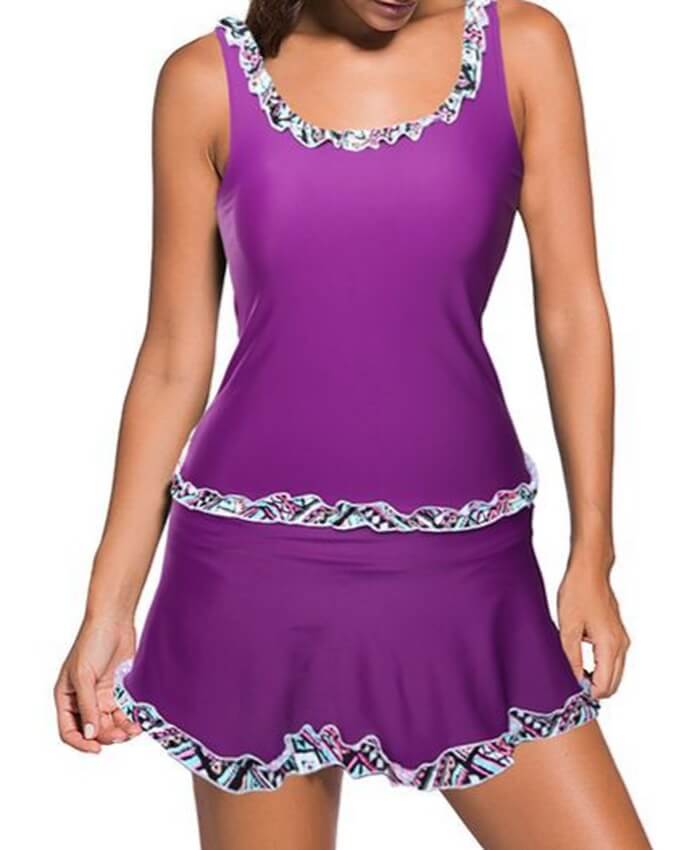 Open Back Stringy Selvedge Top and Purple Pantskirt